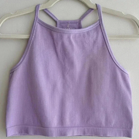 J.o&co Light Support Seamless Rib Knit Tank Top, Lilac/Lavender Tank, Size M-L - Picture 6 of 16